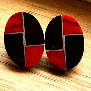 From Mexico: sterling earrings with stone inlay